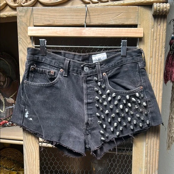 Levi's 501 Upcycled Studded Cut Off Jean Shorts - Picture 1 of 12